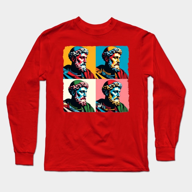 Saintly Splash: Pop Art's Patron of Presents - Classic Santa Claus Long Sleeve T-Shirt by PawPopArt